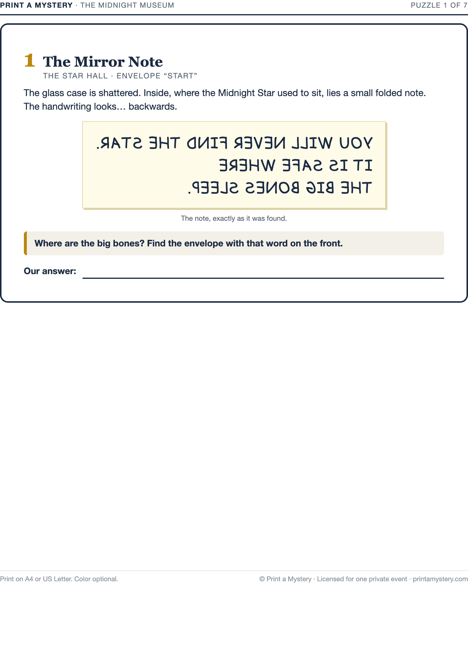 Puzzle 1 — The Mirror Note