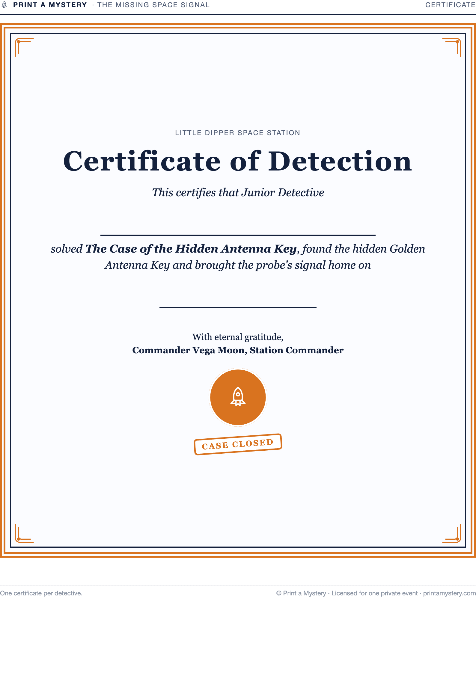 Certificate of Detection