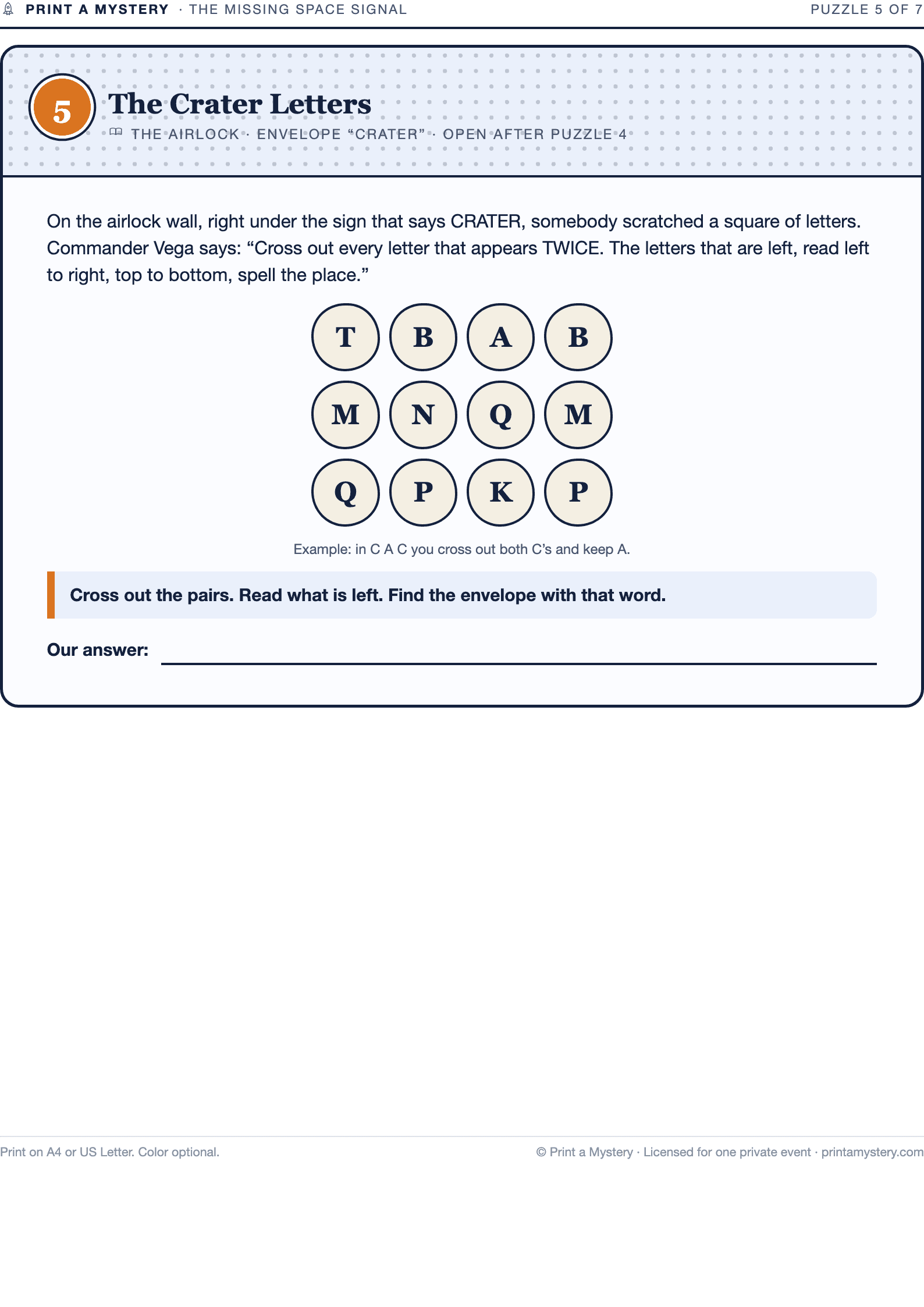 Puzzle 5 — The Crater Letters